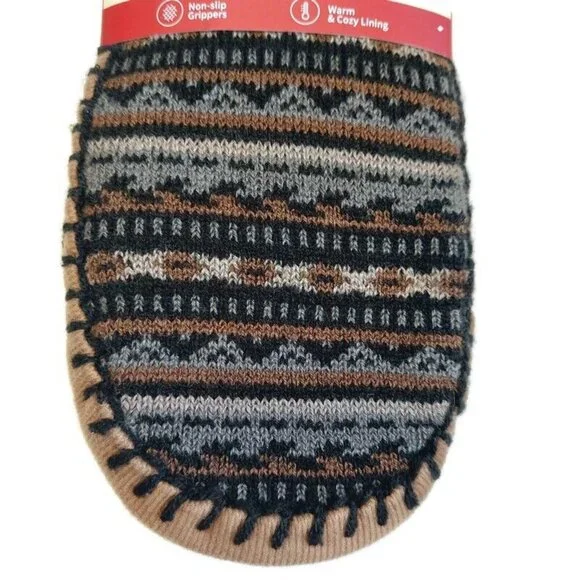 MUK LUKS Mens Slipper Socks Size L/XL Shoe Size 11/13 Brown Warm Comfortable RT - Picture 3 of 5